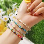 Bracelet Manufacturer - European-American Woven Layered Rainbow Shell Bead Women Fashion Bangle