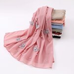 Scarves Manufacturer - Cross Border Pearl Chiffon Butterfly Hui Malaysian Muslim Women Headscarf