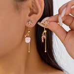 Stud Earrings Manufacturer - Christmas Asymmetric Santa Cane Snowflake Fringe Women Cross-border Versatile