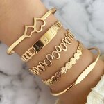 Bangle Set Manufacturer - Multi-Layer Punk Gold Metal Geometric Star Opening Women Fashion Link
