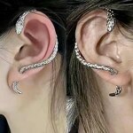 Clip-On Earrings Manufacturer - Vintage Punk Gold-Plated Snake Butterfly Geometric Women Party Jewelry