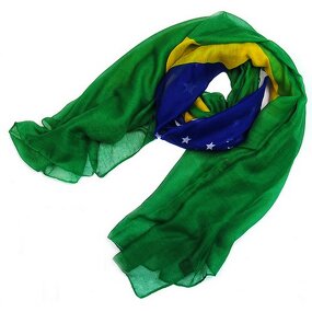 Voile Scarf Manufacturer - Ladies Long Brazilian Flag Print Polyester Autumn Season New Arrival