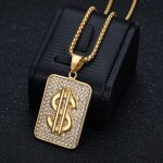 Pendant Necklace Manufacturer - 1 Dollar Initial Vertical Letter 18k Gold Plated Stainless Steel Men