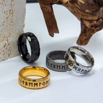 Ring Manufacturer - 8mm Viking Ancient Text Stainless Steel Waterproof Punk Men Engagement Buddhism