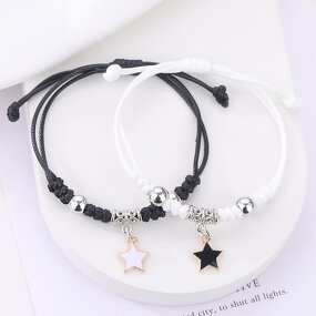 Charm Bracelets Manufacturer - 2pcs/set Star Flower Alloy Imitation Rhodium Plated Women Anniversary Gift
