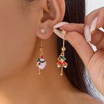 Stud Earrings Manufacturer - Christmas Asymmetric Santa Cane Snowflake Fringe Women Cross-border Versatile
