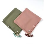 Headscarf Manufacturer - Solid Pearl Chiffon Square Muslim Floral Tassel Women Hijab Scarf