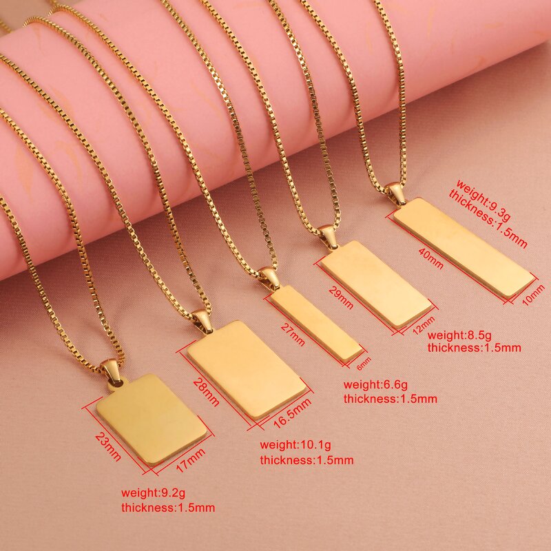 Pendant Necklace Manufacturer - Custom Stainless Steel Link Blank Geometric Engraving DIY Unisex