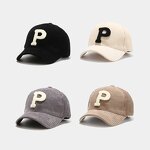 Baseball Cap Manufacturer - Korean Large P Letter Corduroy Autumn Winter Couple Gorras Soft Fabric