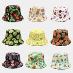Bucket Hat Manufacturer - Apple Banana Orange Fruit Print Design Cotton Summer Women Fashion