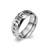 Ring Manufacturer - 8mm Viking Ancient Text Stainless Steel Waterproof Punk Men Engagement Buddhism