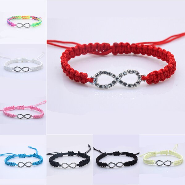 Charm Bracelets Manufacturer - Zinc Alloy Infinity Rhinestone Neon Cords Imitation Rhodium Plated Women