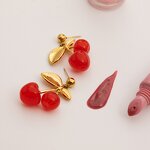 Dangle Earrings Manufacturer - 18K Gold Stainless Steel Acrylic Cherry Sweet Cute Women Fashion