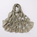 Scarves Manufacturer - Cross Border Pearl Chiffon Butterfly Hui Malaysian Muslim Women Headscarf