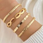 Bangle Set Manufacturer - Multi-Layer Punk Gold Metal Geometric Star Opening Women Fashion Link