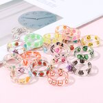 Finger Ring Manufacturer - European-American Fruit Smile Animal Leaf Acrylic Resin Women Girls Cute Jewelry