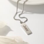 Pendant Necklace Manufacturer - 24K Gold Plated Blank Bar Custom Engraved Letter Punk Unisex