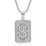 Pendant Necklace Manufacturer - 1 Dollar Initial Vertical Letter 18k Gold Plated Stainless Steel Men
