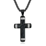 Pendant Necklace Manufacturer - Tibetan Buddhism Zircon Cross Platinum Plated Popcorn Chain Men Wholesale