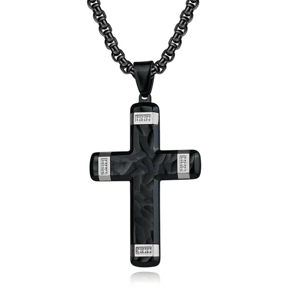 Pendant Necklace Manufacturer - Tibetan Buddhism Zircon Cross Platinum Plated Popcorn Chain Men Wholesale