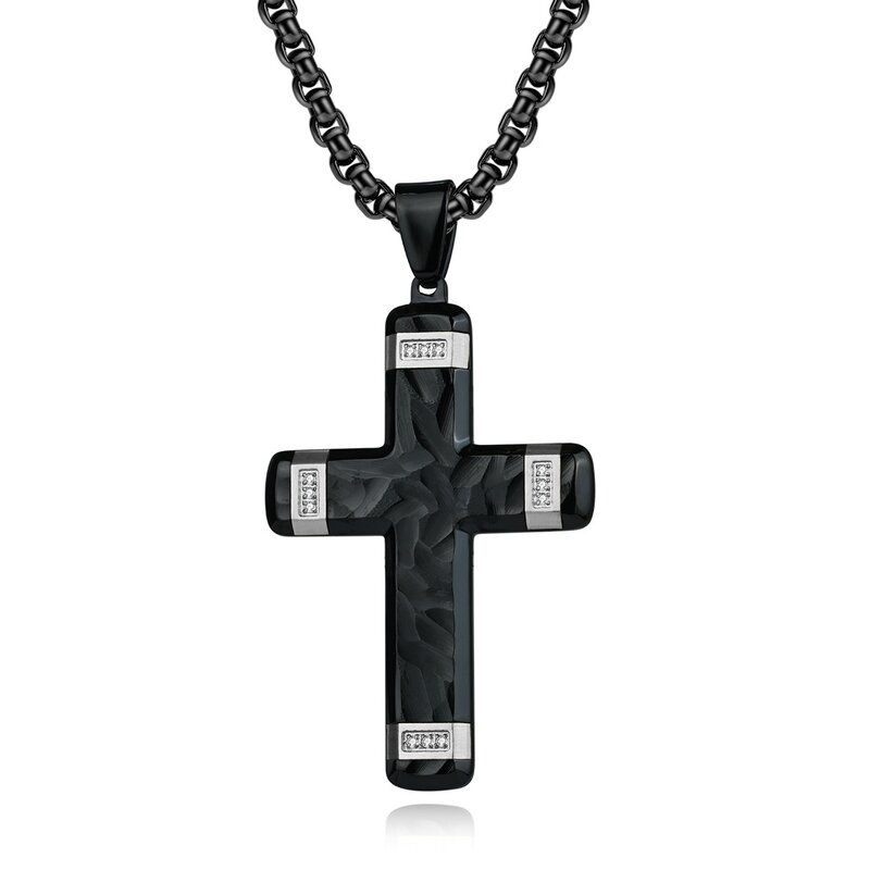 Pendant Necklace Manufacturer - Tibetan Buddhism Zircon Cross Platinum Plated Popcorn Chain Men Wholesale