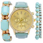 Watch Set Manufacturer - Fashion Luxury Ladies Gemstone Leather Band Bracelet Watch New Arrival
