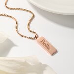 Pendant Necklace Manufacturer - 24K Gold Plated Blank Bar Custom Engraved Letter Punk Unisex