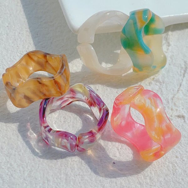 Open Ring Manufacturer - Korean Retro Acrylic Resin Acetic Acid Princess Cut Women Index Finger Party