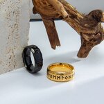 Ring Manufacturer - 8mm Viking Ancient Text Stainless Steel Waterproof Punk Men Engagement Buddhism