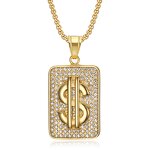 Pendant Necklace Manufacturer - 1 Dollar Initial Vertical Letter 18k Gold Plated Stainless Steel Men