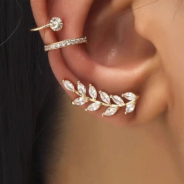 Ear Cuff Studs Manufacturer - Bohemian Crystal Rhinestone Geometric Wrap Diamond Elegant Women Jewelry
