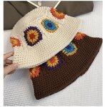 Bucket Hat Manufacturer - Women Handmade Woolen Knitted Flower Big Head Autumn Winter Fishing Hat