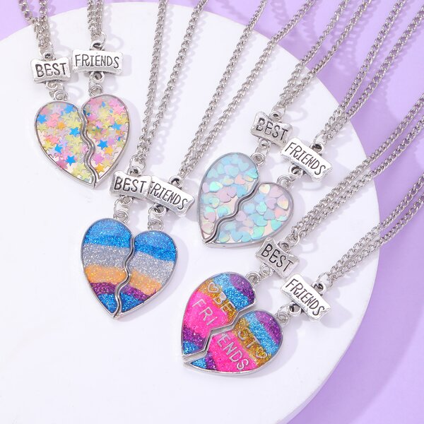 Necklace Set Manufacturer - 2Pcs Heart Broken Gradient Star BFF Couple Girls Boys Best Friends