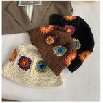 Bucket Hat Manufacturer - Women Handmade Woolen Knitted Flower Big Head Autumn Winter Fishing Hat