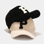 Baseball Cap Manufacturer - Korean Large P Letter Corduroy Autumn Winter Couple Gorras Soft Fabric
