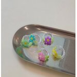 Finger Ring Manufacturer - Fashion INS Korean Flower Crystal Bead Elastic Summer Girls Jewelry