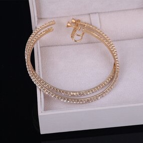 Hoop Earrings Manufacturer - Full Diamond Custom Rhinestones Screw Clip Women Elegant Fashion Jewelry