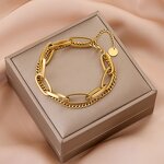 Bracelet Manufacturer - Anti-Allergic Gold Titanium Steel Chain Japanese Korean Fashion Women Jewelry
