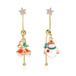 Stud Earrings Manufacturer - Christmas Asymmetric Santa Cane Snowflake Fringe Women Cross-border Versatile