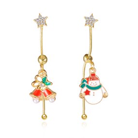 Stud Earrings Manufacturer - Christmas Asymmetric Santa Cane Snowflake Fringe Women Cross-border Versatile
