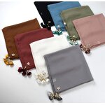 Headscarf Manufacturer - Solid Pearl Chiffon Square Muslim Floral Tassel Women Hijab Scarf