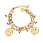 Bracelet Manufacturer - Gold Plated Titanium Steel Tree of Life Heart Coin Charms Islam Female Link