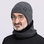 Knitted Hat and Scarf Set Manufacturer - Men's Elegant Plain Outdoor Warm Winter New Fashion