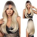Synthetic Wigs Manufacturer - Ombre Brown Blonde Long Straight with Bangs Cosplay for Women