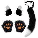 Cosplay Set Manufacturer - New Arrival Plush Beast Ear Headwear & Fingerless Gloves Faux Fur Anime Style