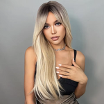 Synthetic Wigs Manufacturer - Ombre Brown Blonde Long Straight with Bangs Cosplay for Women