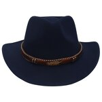 Fedora Hat Manufacturer - Unisex Solid Color Winter Jazz with Wide Brim High Quality with Belt Buckle for Party
