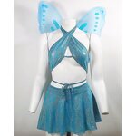 Cosplay Set Manufacturer - Pu Leather Womens 5 Piece Fairy Butterfly Wing Bra Gloves Bodycon Mini Skirt