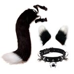 Choker Set Manufacturer - 3 Pcs Adjustable Fur Animal Tail Furry Wolf Fox Ear Headband Cosplay Props