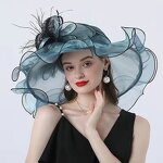 Women's Hat Manufacturer - Elegant Rose Kentucky Derby Church Wide Brim Wedding Tea Party Bride Dual Use Organza